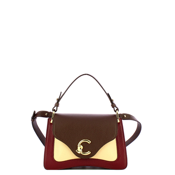 Coccinelle borsa tricolor in pelle con tracolla