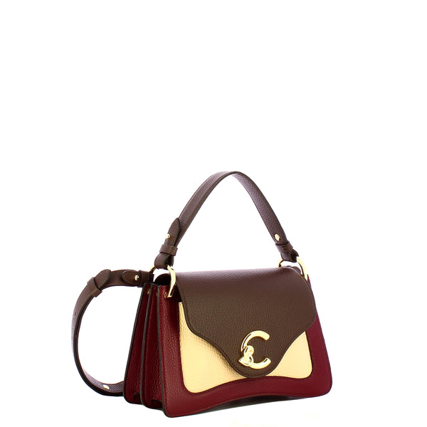 Coccinelle borsa tricolor in pelle con tracolla