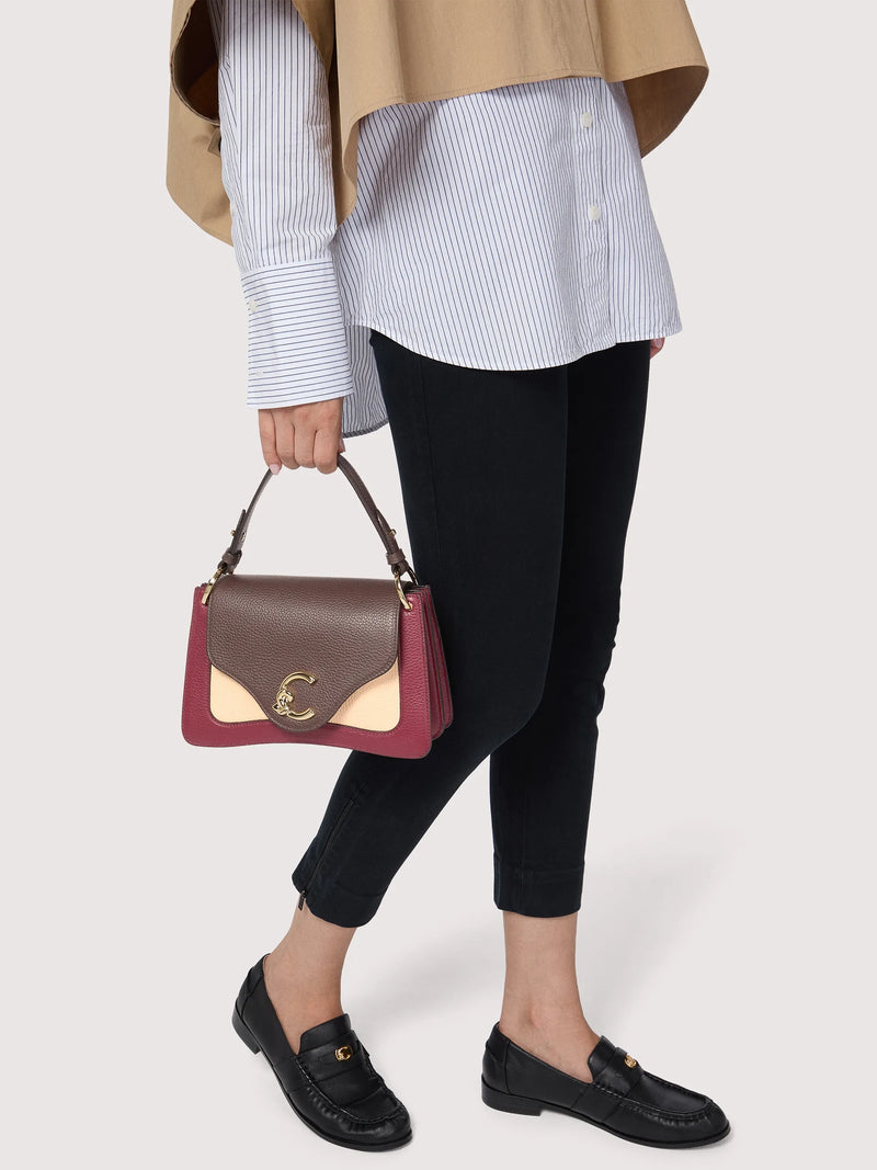 Coccinelle borsa tricolor in pelle con tracolla