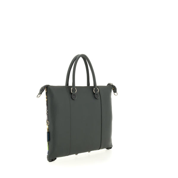 Gabs Borsa G3 plus tg.m trip pelle+bull black 594 RICAMO FIORE VERDE
