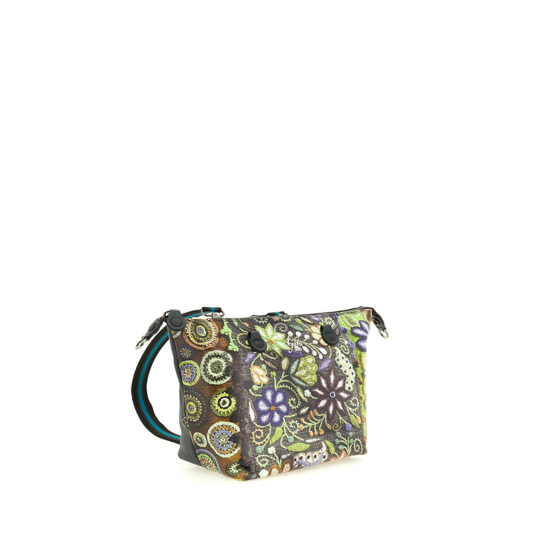 Gabs Borsa G3 plus tg.m trip pelle+bull black 594 RICAMO FIORE VERDE