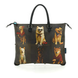 Gabs Borsa G3 plus tg.m pet lovers print pelle+vitello plano nero black worldwide dogs grey