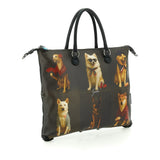 Gabs Borsa G3 plus tg.m pet lovers print pelle+vitello plano nero black worldwide dogs grey