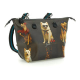 Gabs Borsa G3 plus tg.m pet lovers print pelle+vitello plano nero black worldwide dogs grey