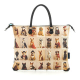 Gabs Borsa G3 plus tg.m pet lovers print pelle+vitello plano nero black worldwide dogs beige