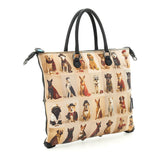 Gabs Borsa G3 plus tg.m pet lovers print pelle+vitello plano nero black worldwide dogs beige