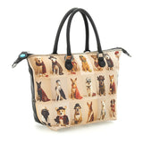 Gabs Borsa G3 plus tg.m pet lovers print pelle+vitello plano nero black worldwide dogs beige