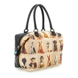 Gabs Borsa G3 plus tg.m pet lovers print pelle+vitello plano nero black worldwide dogs beige