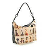 Gabs Borsa G3 plus tg.m pet lovers print pelle+vitello plano nero black worldwide dogs beige