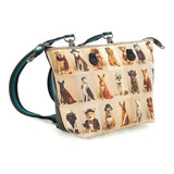Gabs Borsa G3 plus tg.m pet lovers print pelle+vitello plano nero black worldwide dogs beige