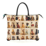 Gabs Borsa G3 plus tg.m pet lovers print pelle+vitello plano nero black worldwide CATS beige