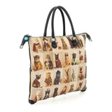 Gabs Borsa G3 plus tg.m pet lovers print pelle+vitello plano nero black worldwide CATS beige