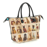 Gabs Borsa G3 plus tg.m pet lovers print pelle+vitello plano nero black worldwide CATS beige