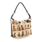 Gabs Borsa G3 plus tg.m pet lovers print pelle+vitello plano nero black worldwide CATS beige
