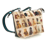 Gabs Borsa G3 plus tg.m pet lovers print pelle+vitello plano nero black worldwide CATS beige