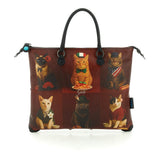 Gabs Borsa G3 plus tg.m pet lovers print pelle+vitello plano nero black worldwide cats red