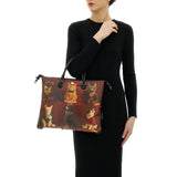 Gabs Borsa G3 plus tg.m pet lovers print pelle+vitello plano nero black worldwide cats red