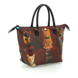 Gabs Borsa G3 plus tg.m pet lovers print pelle+vitello plano nero black worldwide cats red