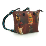 Gabs Borsa G3 plus tg.m pet lovers print pelle+vitello plano nero black worldwide cats red