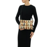 Gabs Borsa beyonce tg.m pet lovers print pelle+vitello plano nero black worldwide cats beige