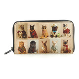 Gabs portafogli Gmoney17 pet lovers print pelle+vitello plano nero black worldwide cats beige