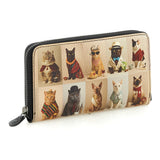 Gabs portafogli Gmoney17 pet lovers print pelle+vitello plano nero black worldwide cats beige