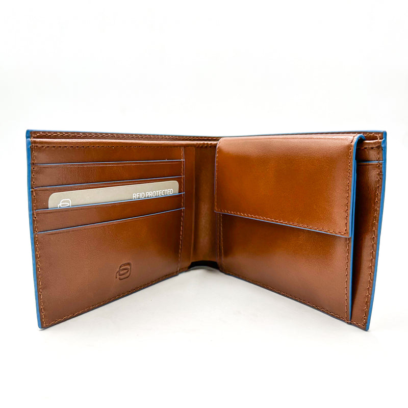 Piquadro Portafoglio con portamonete in pelle Blue Square