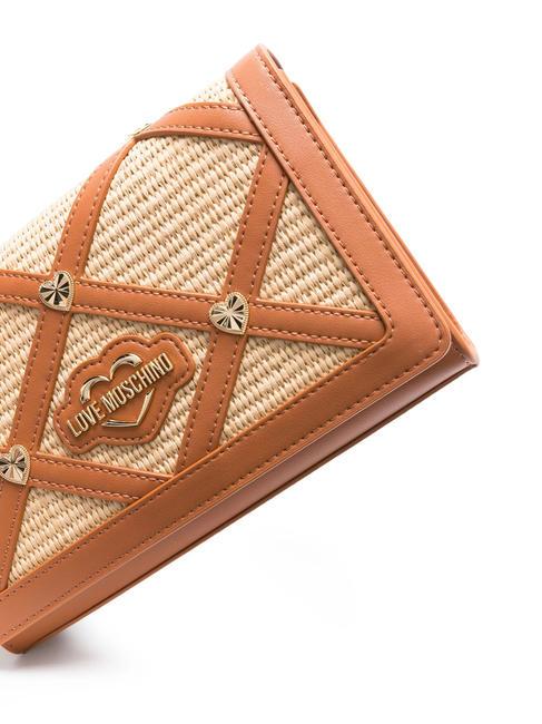 Love Moschino borsa pochette con portatessere interno ecopelle e rafia