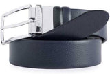Piquadro Cintura pelle rugata reversibile con fibbia ad ardiglione nero/blu